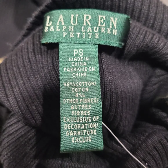*SOLD* NEW Ralph Lauren Womens Sweater Small Turtleneck Striped Black Gold - Picture 6 of 9